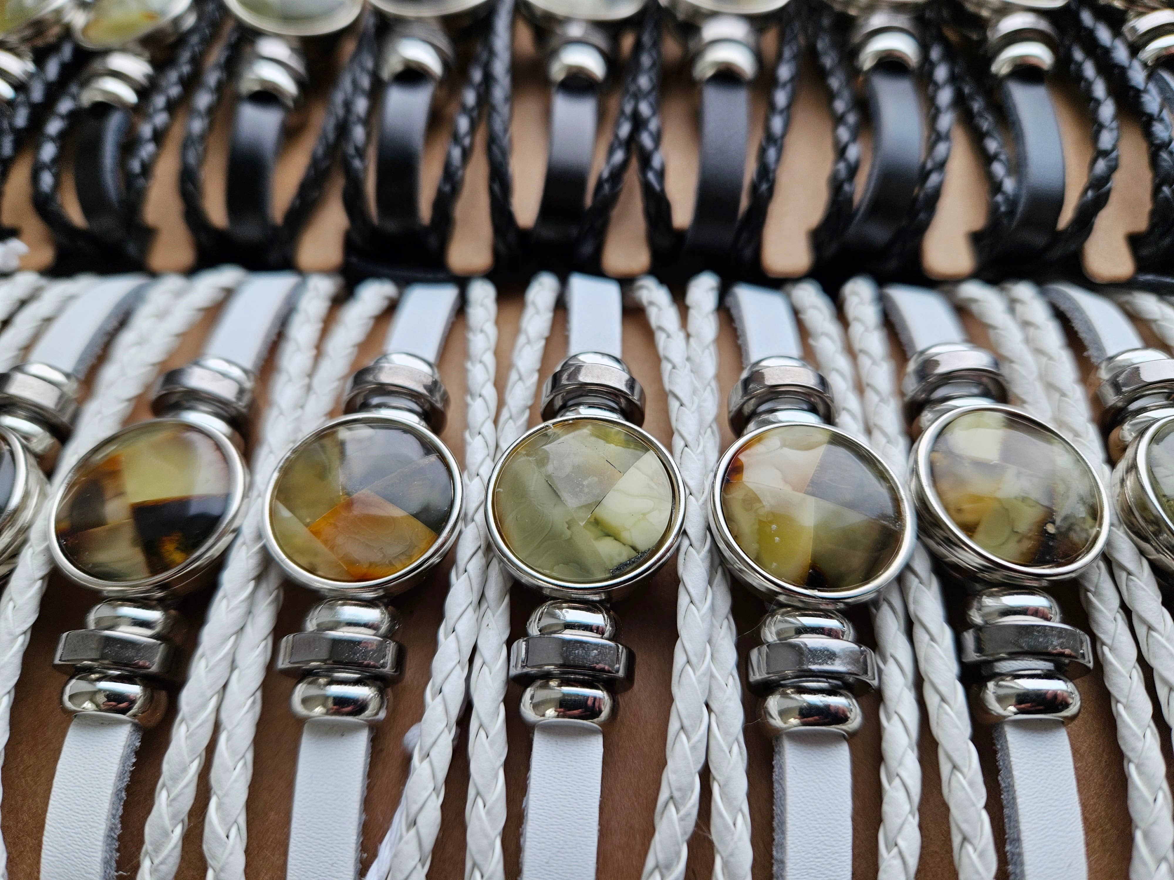 AmberLithuania - Wholesale Beaded Bracelet - Eco Leather and Baltic Amber adjustable bracelet for him her11