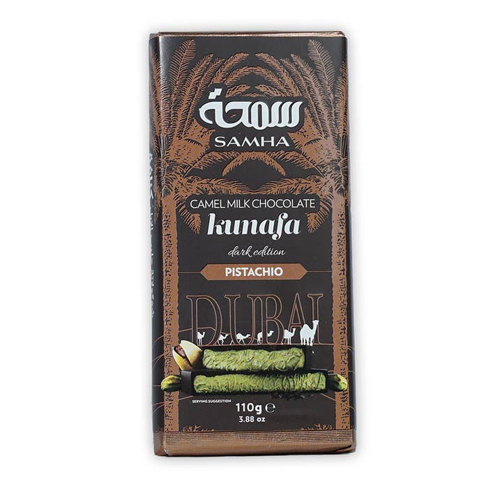 Samha Dubai Chocolate Dark Edition (Kunafa Pistachio Bar) for wholesale by Bar & Cocoa Chocolate