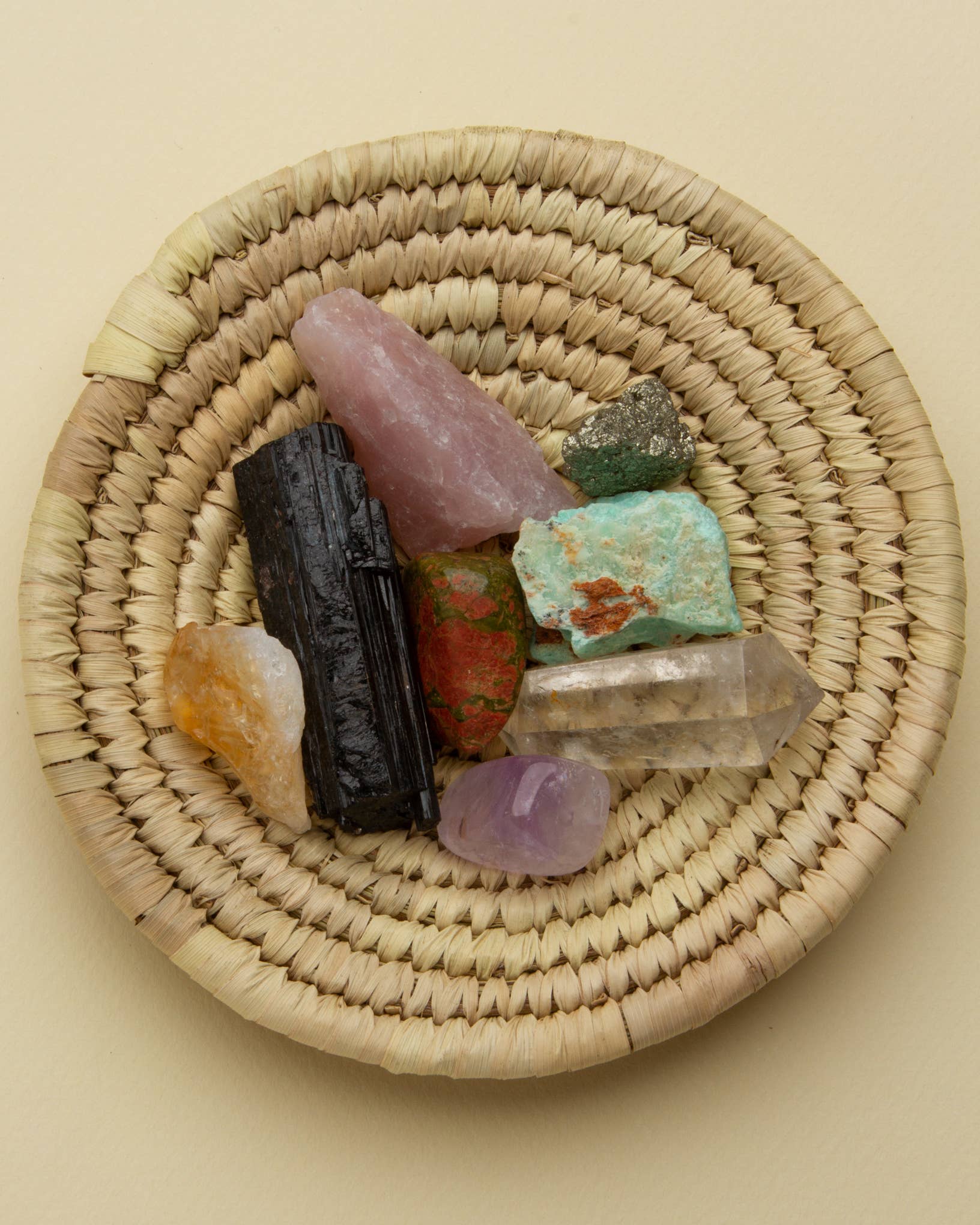 Luna Norte - Venta al por mayor Piedras/cristales espirituales - Set de cestas de cristal curadas tejidas a mano, para decoración del hogar6