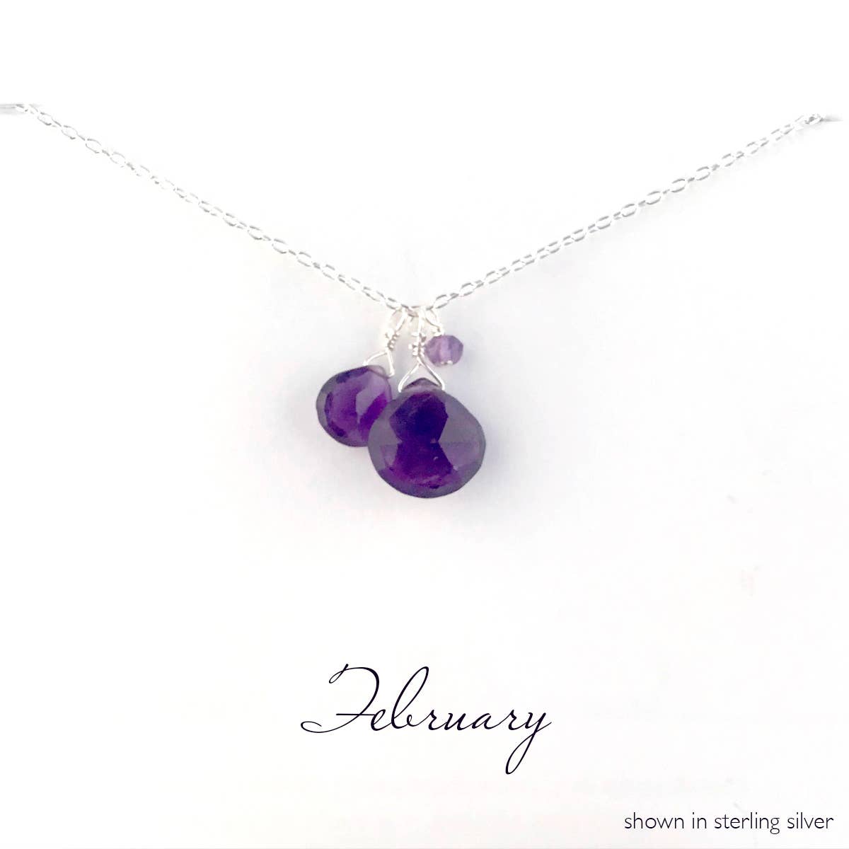 Susan Roberts Jewelry – wholesale Pendant/charm necklace – February Birthstone Silver Necklace1