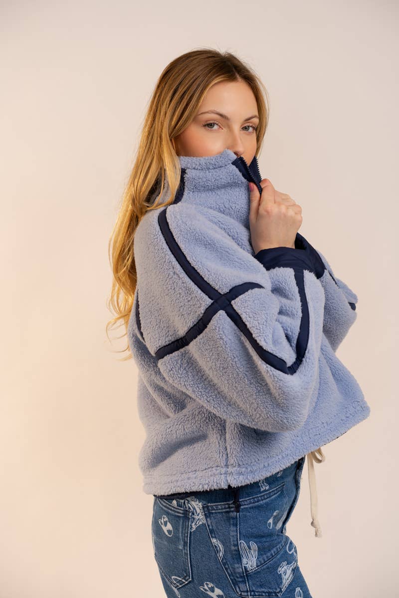 Blue B - Wholesale Sweatshirt - Women's - 91854T Half Zip High Neck Contrast Seam Fleece Pullover9