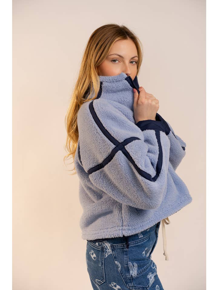 Blue B - Wholesale Sweatshirt - Women's - 91854T Half Zip High Neck Contrast Seam Fleece Pullover9