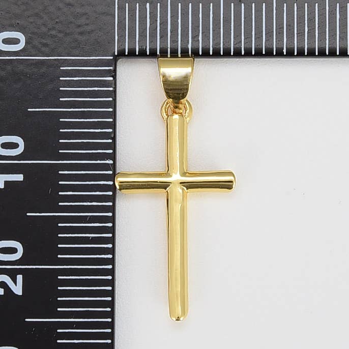 Beads Creation - Wholesale Individual Charm/Pendant - Gold Filled Minimalist Cross Charm Pendant, CP1204