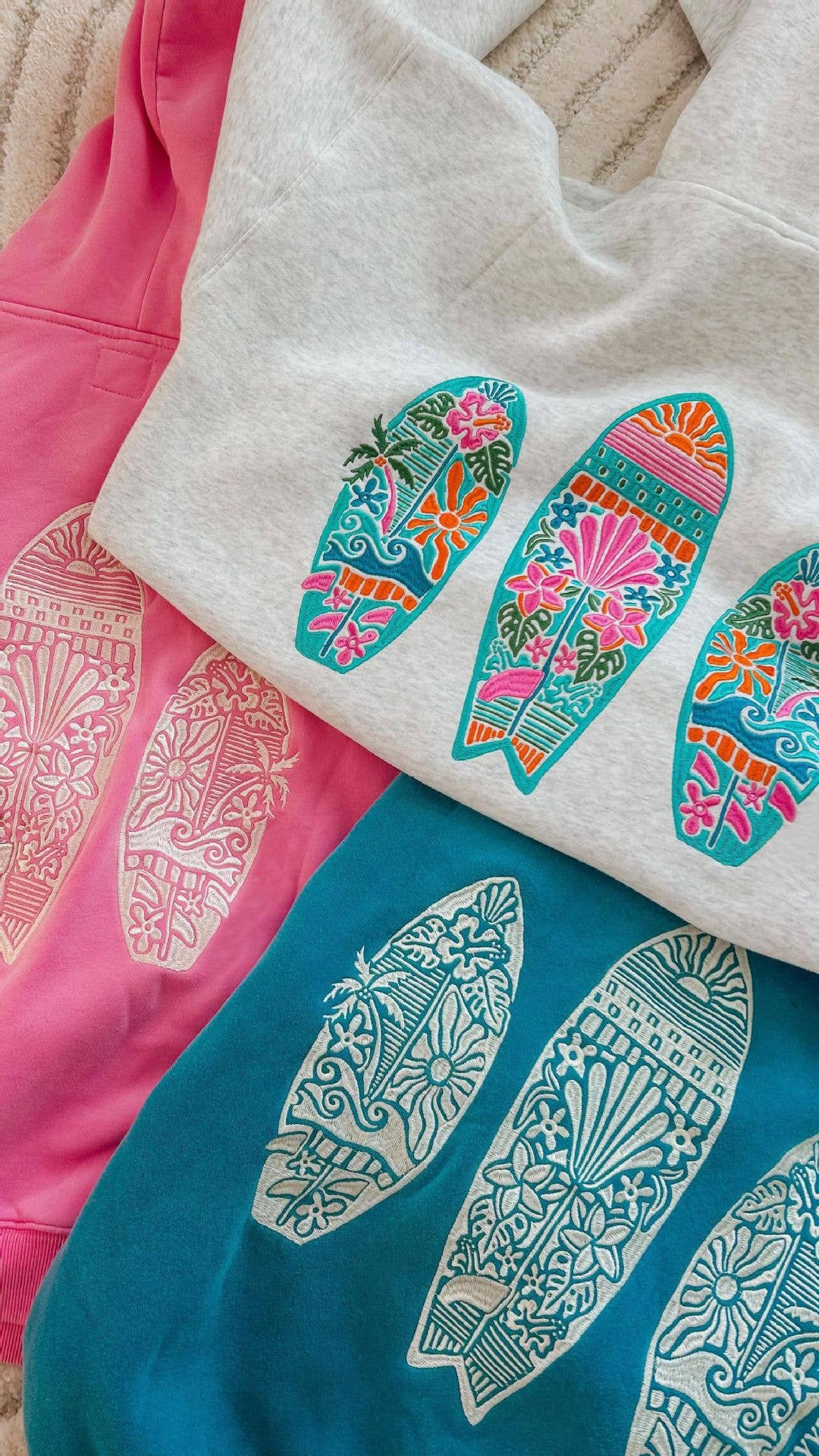 Rosa Clothing - Wholesale Hoodie - Women's - Floral surfboard Embroidered fleece oversized Hoodie5