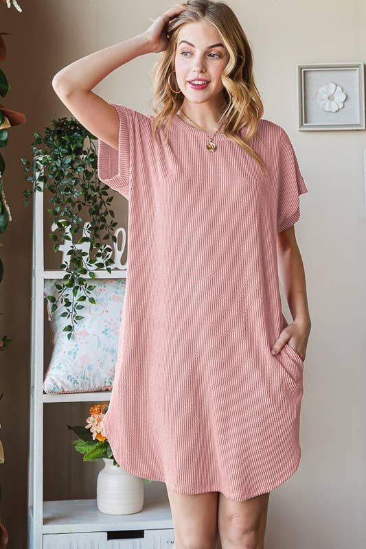 HEIMISH – Großhandel Kleid – Damen – ED6807-10 URBANES GERIPPTES MINIKLEID MIT SEITENTASCHE7