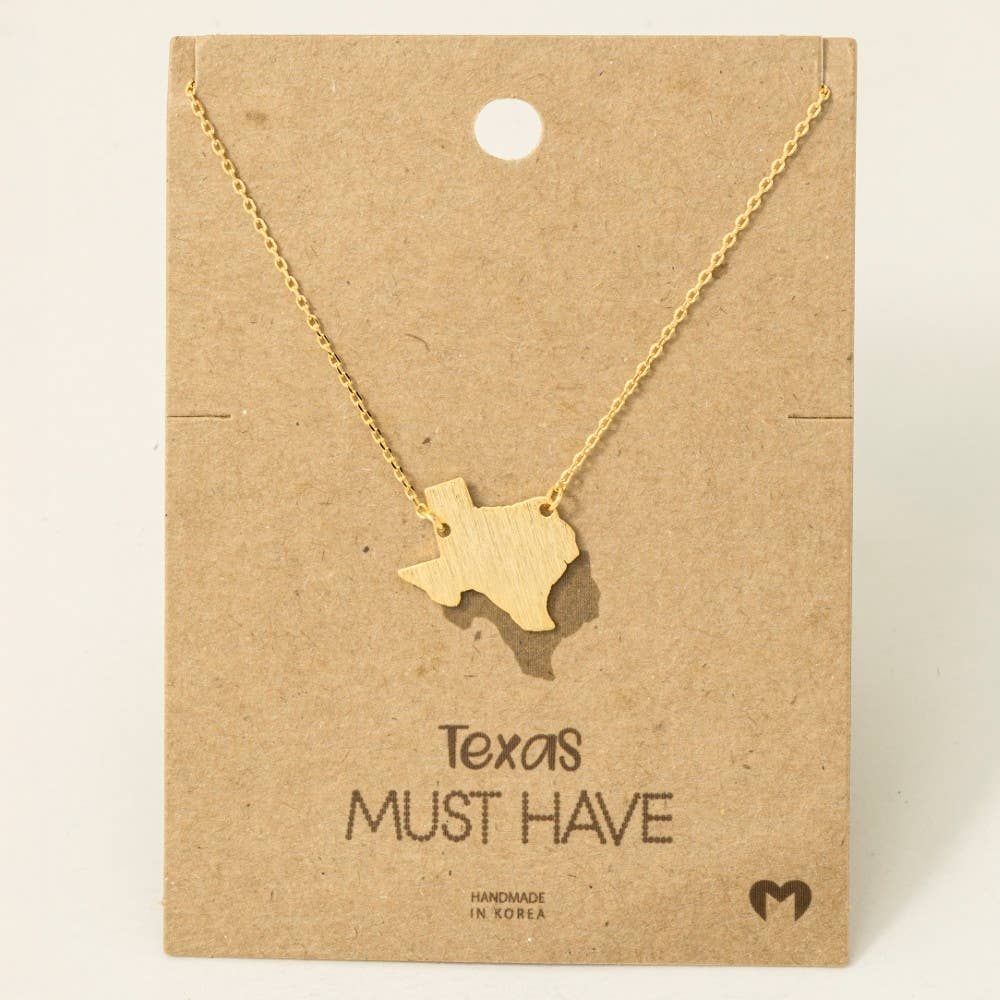 Fame Accessories - Wholesale Pendant/Charm Necklace - Gold Dipped Texas State Pendant Necklace1
