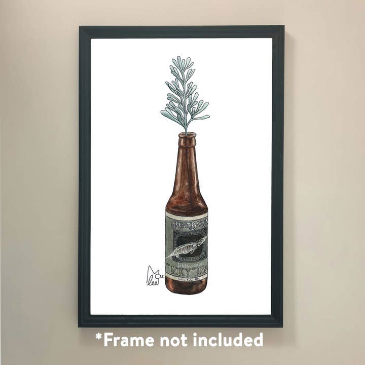 Impression artistique ICKY IPA à l'armoise du Nevada en ichtyosaure pour la vente par Lee McGuire Art