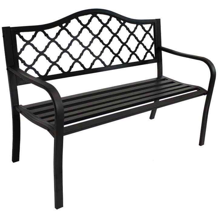 Sunnydaze Decor - Wholesale Bench - 2-Person Lattice Cast Iron Outdoor Garden Bench - Black1