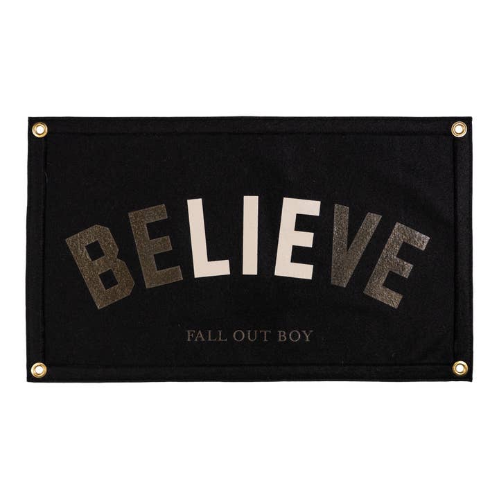 The Best Part of Believe Is The Lie Camp Flag • Fall Out Boy x Oxford Pennant for wholesale by Oxford Pennant