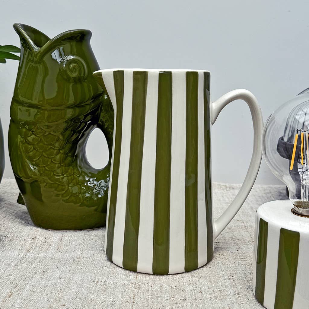 Opjet Paris - Wholesale Pitcher - Khaki striped pitcher gm L17.8 W12.5 H21.3cm3