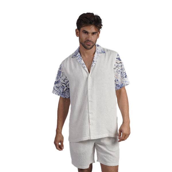 Conjunto de Camisa de Manga Curta e Calções Azure Tapestry por atacado de EIGHT X