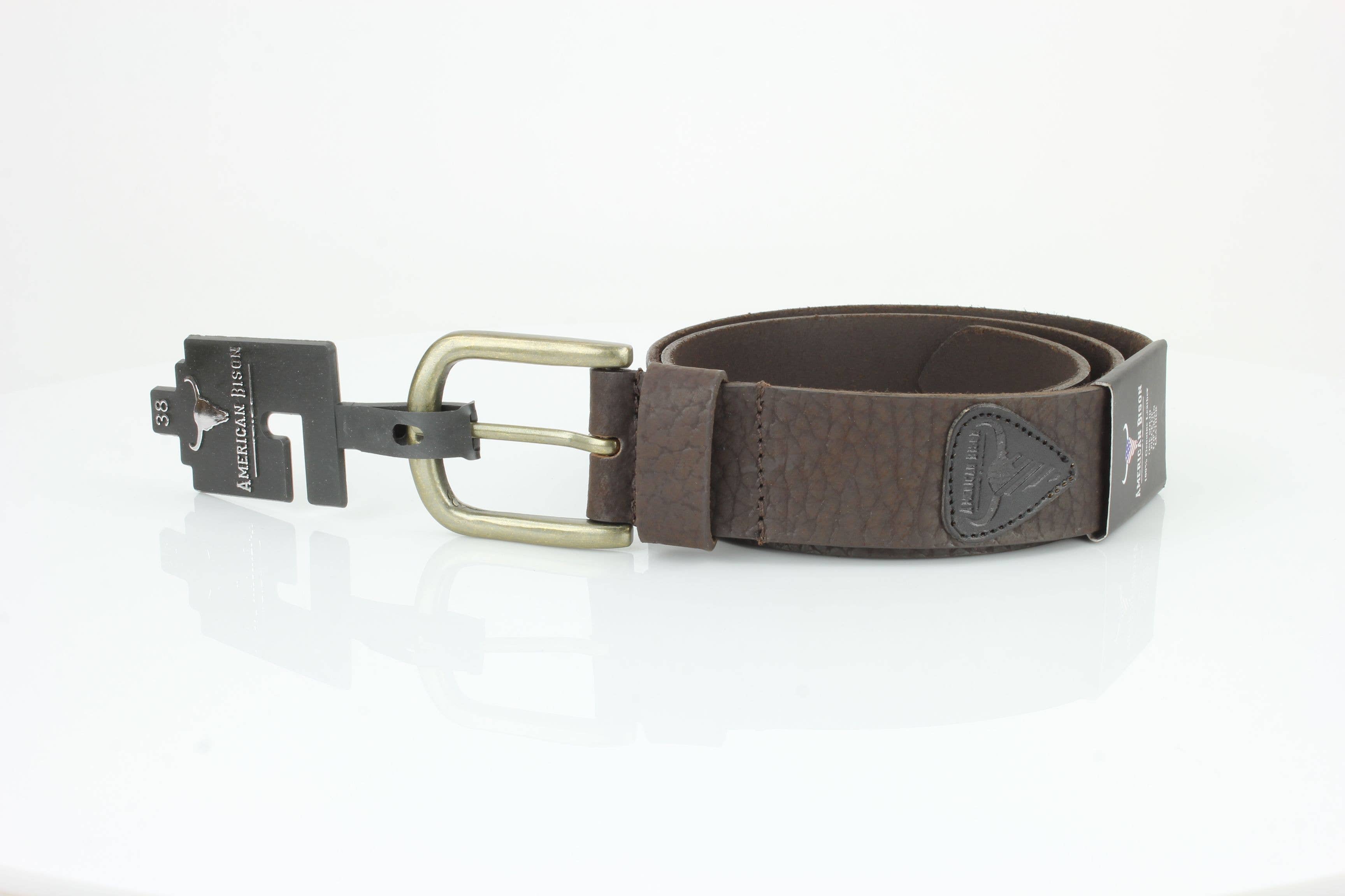 Leather Impressions Inc - Wholesale Belt - Unisex - Distressed Grain Leather Belt with Embossed Patch ABB 0237
