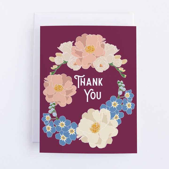 Thank You - Carte de voeux florale VWMT pour la vente par Bean Horse Car Designs