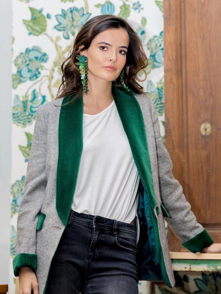 REEDIÇÃO DO BLAZER FLORENCE VERDE por atacado de Charlotte Blaz