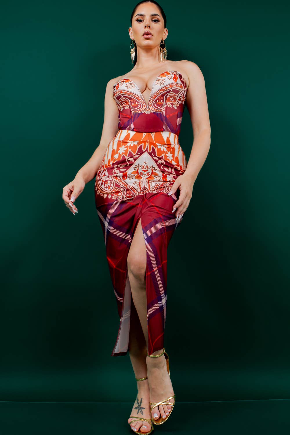 TAUPE BS4243-SET_Bustier Top & Skirt set for wholesale on Faire5