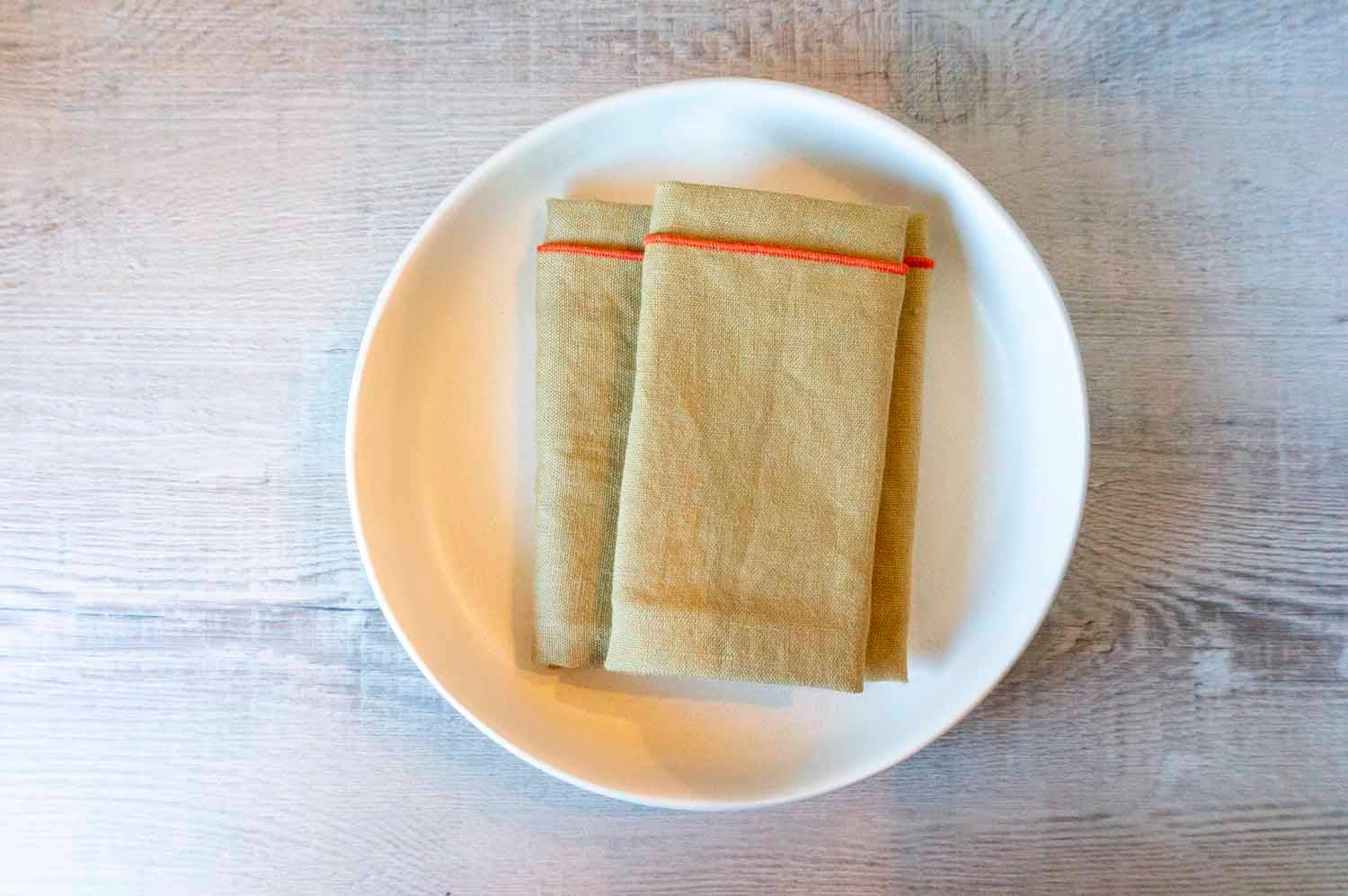 West Coast Handmade - Wholesale Dinner & Cloth Napkin - 100% Linen Green (Haystack) Cloth Dinner Napkins - Set of 22