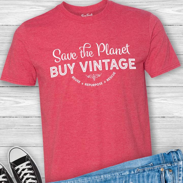 Suzy Swede - Vendita all'ingrosso Maglietta serigrafata - Donna - Salva il pianeta Acquista una maglietta vintage/Junk Vintage Antiques1