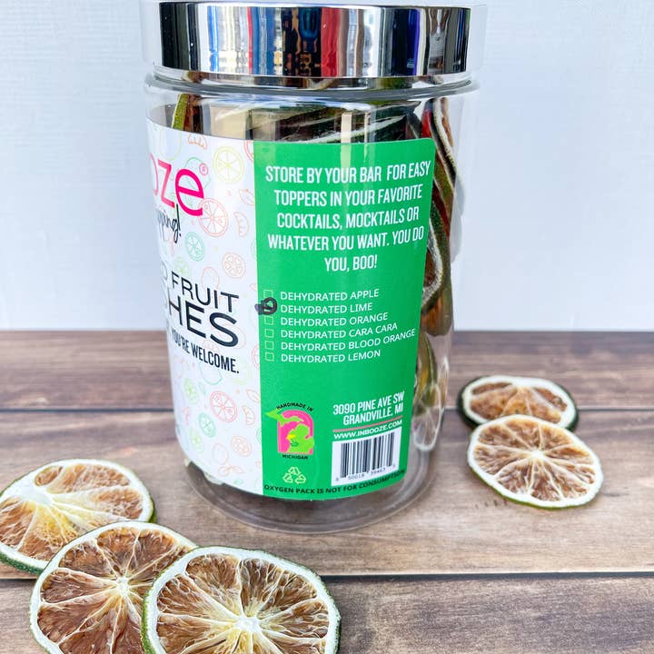 InBooze - Wholesale Dried/Dehydrated Fruit - Dehydrated Lime Cocktail Garnish - Bar Cart Jar2