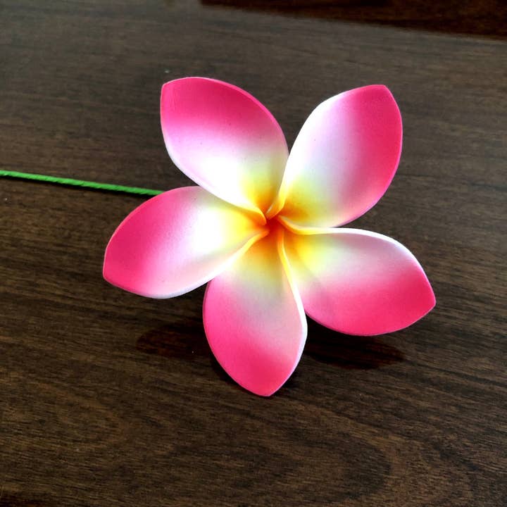 OpalHaus - Wholesale Artificial Flowers - Plumeria Foam Flower with Stem Fuchsia Pink 10-pack 3"