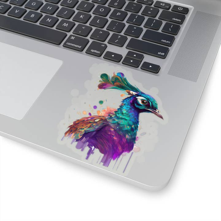 Waterproof Vinyl Sticker - Majestic Iridescent Peacock for wholesale by Smartstead Homestead
