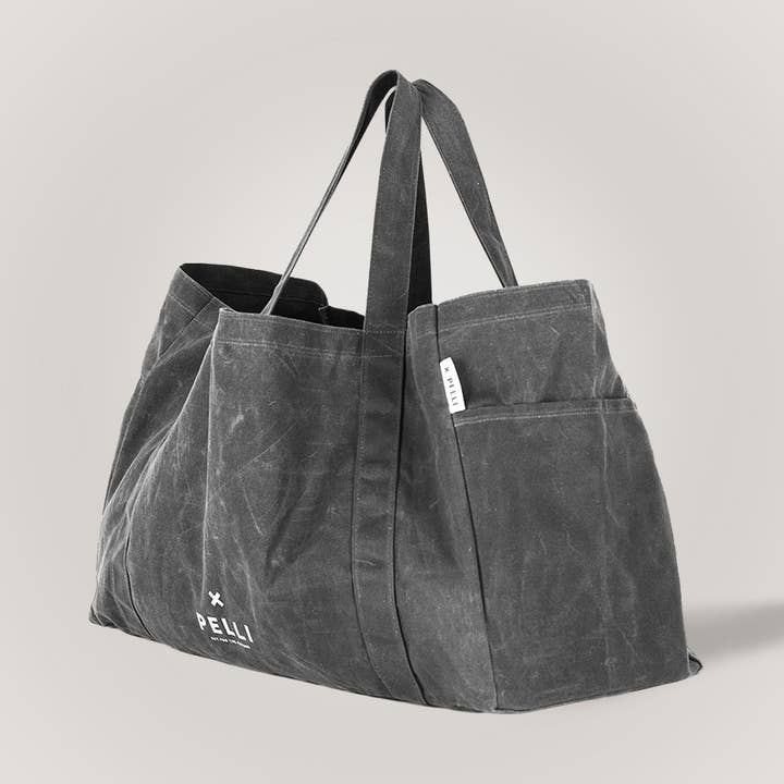 Beachy Keen Woxed Lærred Strandtaske - Charcoal Grey for engroshandel hos Pelli Bags