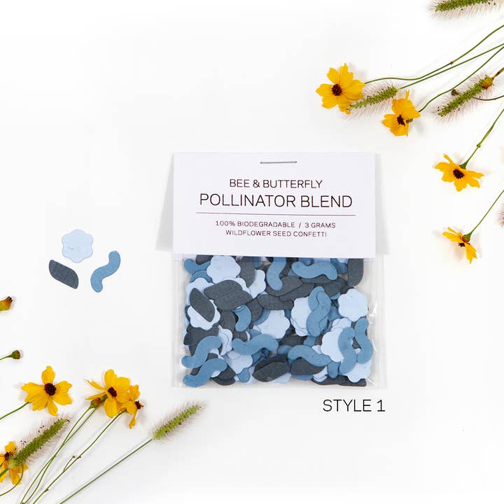 Confettis aux graines de fleurs sauvages découpés sous pression - Bleu pour la vente par Studio 82°