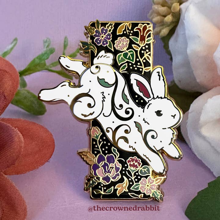 Magical Rabbit Enamel Pin. Magical Garden Series Bunny Pin for wholesale by The Crowned Rabbit