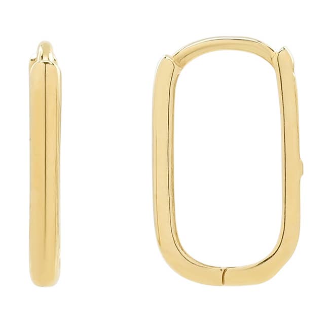 14k Solid Gold Paperclip Huggie Hoops for wholesale by Ofina Jewelry