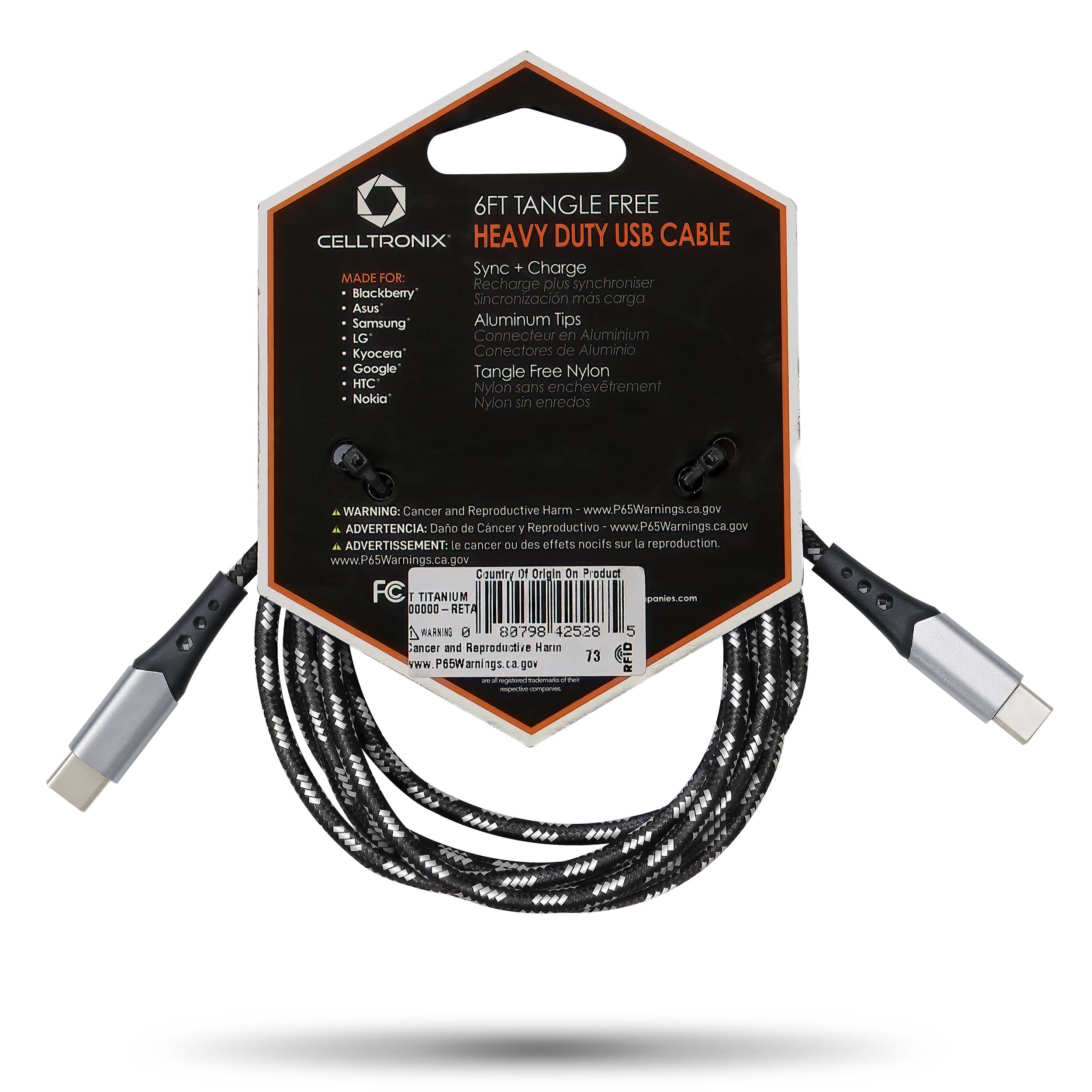 Cloudz - Wholesale Charging Cable - *Celltronix Titanium 6' Fast Charging Type-C to Type-C1