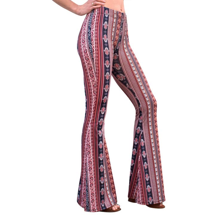 Daisy Del Sol - Wholesale Pants - Women's - Bell Bottoms - Marsala Paisley