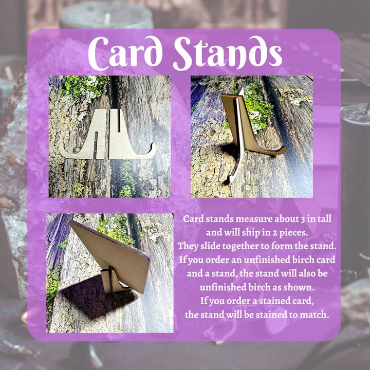 Deity Card Lasercut Wood Stands for wholesale by Prism Moon Designs