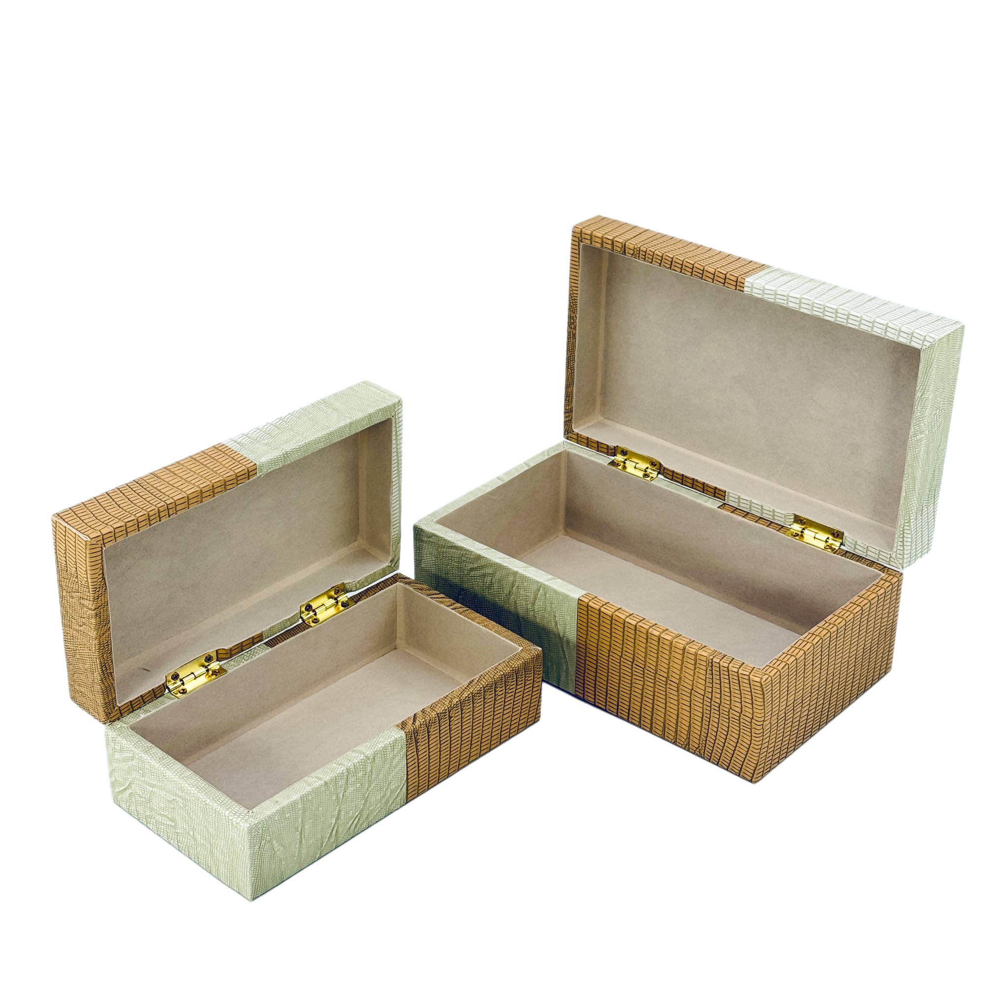 Galt International Company - Vente Boîtes décoratives - Coffret décoratif bicolore en cuir végétalien7