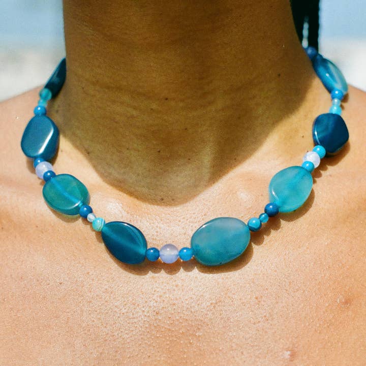 Big Blue - Blue Agate Necklace for wholesale by UR JEWLZZ