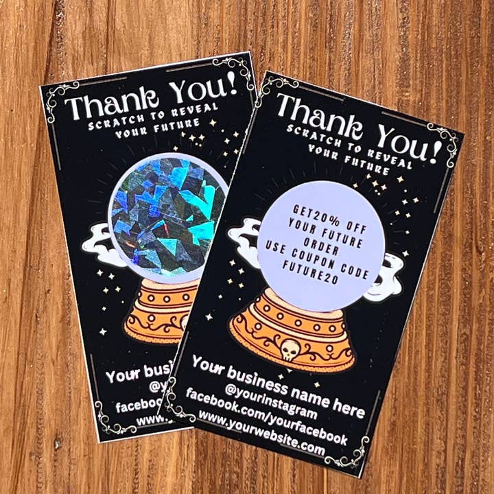 Only Crystals Remain - Wholesale Thank You Card - Crystal Magic Ball Thank You Scratch Off Discount Cards
