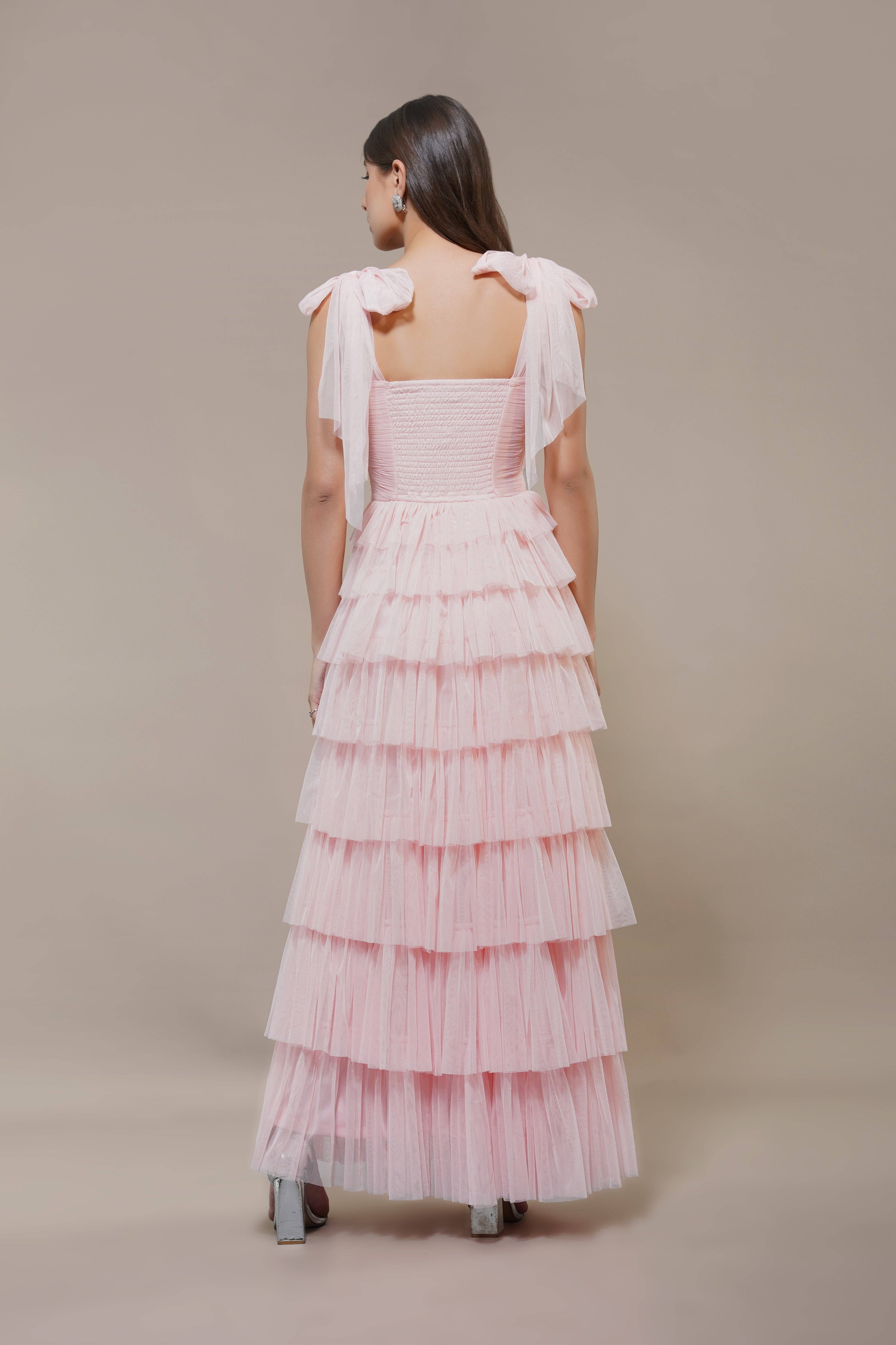 Rose Robe maxi rose Ophelia avec détails de nouage en vente sur Faire2