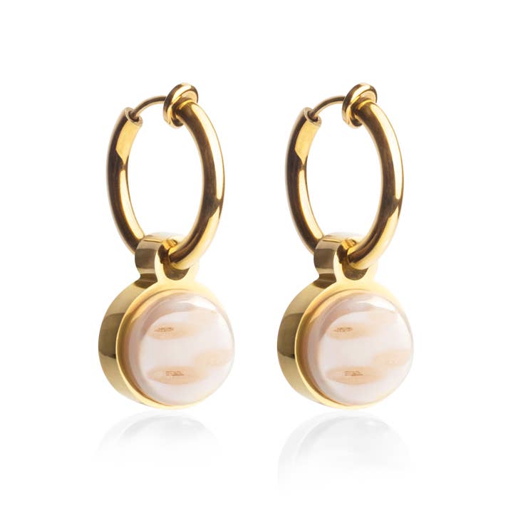 Boucles d'oreilles Mix & Match avec pendentif • doré/abricot • 14 mm pour la vente par ALEXASCHA