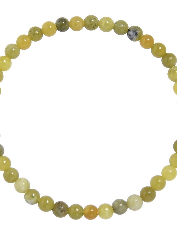 Olijfjade Steen Stretch Armband B1874-4MM voor wholesale door Ole