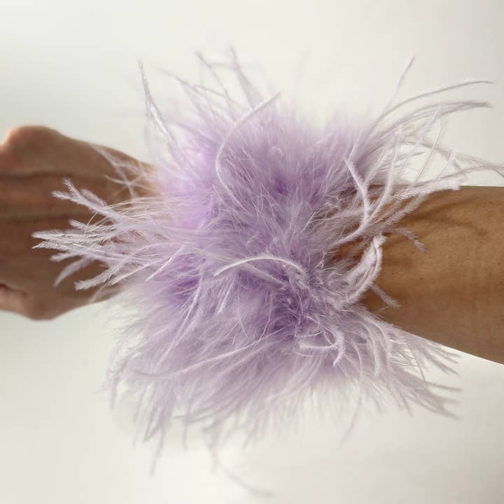 Oriana Lamarca Designs – wholesale Cuff bracelet – Lavender Natural Ostrich Feather Cuffs