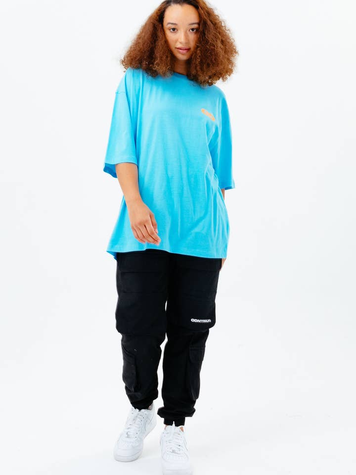 CONTINU8 BLUE SHORT SLEEVES OVERSIZED T-SHIRT for wholesale by Continu8