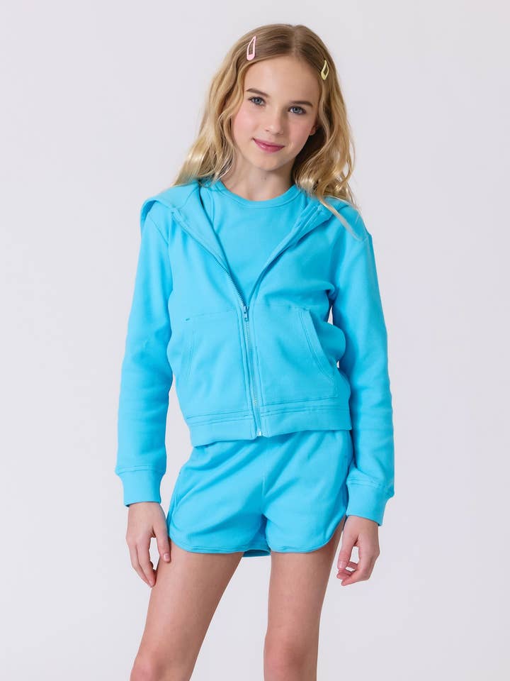 Pigerib Hættetrøje i Skyblå for engroshandel hos Terez