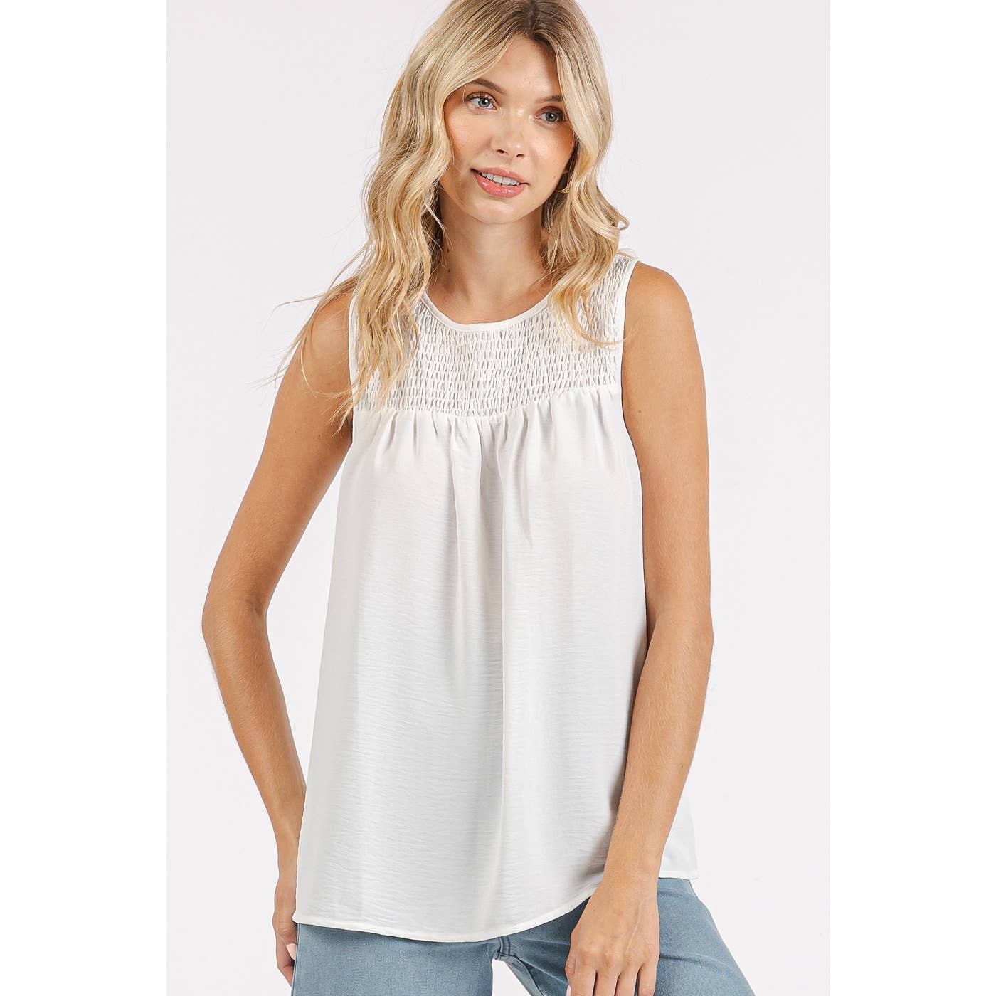 mittoshop – wholesale Blouse – Women’s – AIRFLOW SMOCKED YOKE SLEEVELESS BLOUSE3