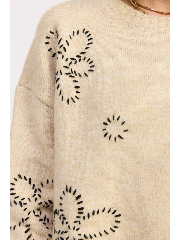 OAT FLORAL WHIPSTITCH SWEATER for wholesale on Faire1