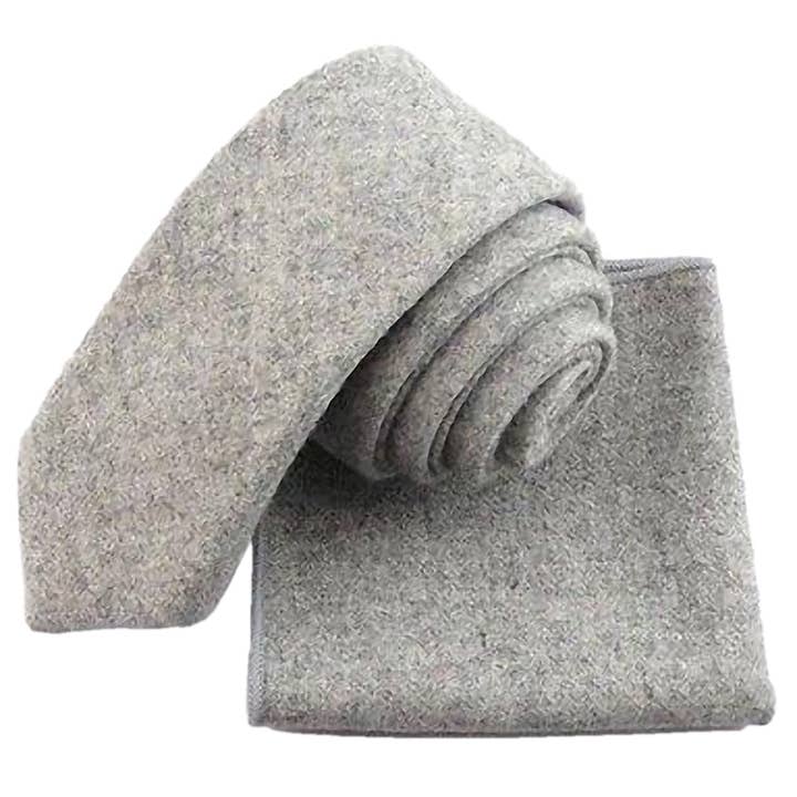 Amelia Grey Tweed Schlips- und Einstecktuch-Set für den Großhandel von Dickie Bow