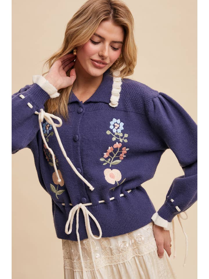 Listicle - Vendita all'ingrosso Cardigan - Donna - Cardigan Maglione Ricamato a Fiori27