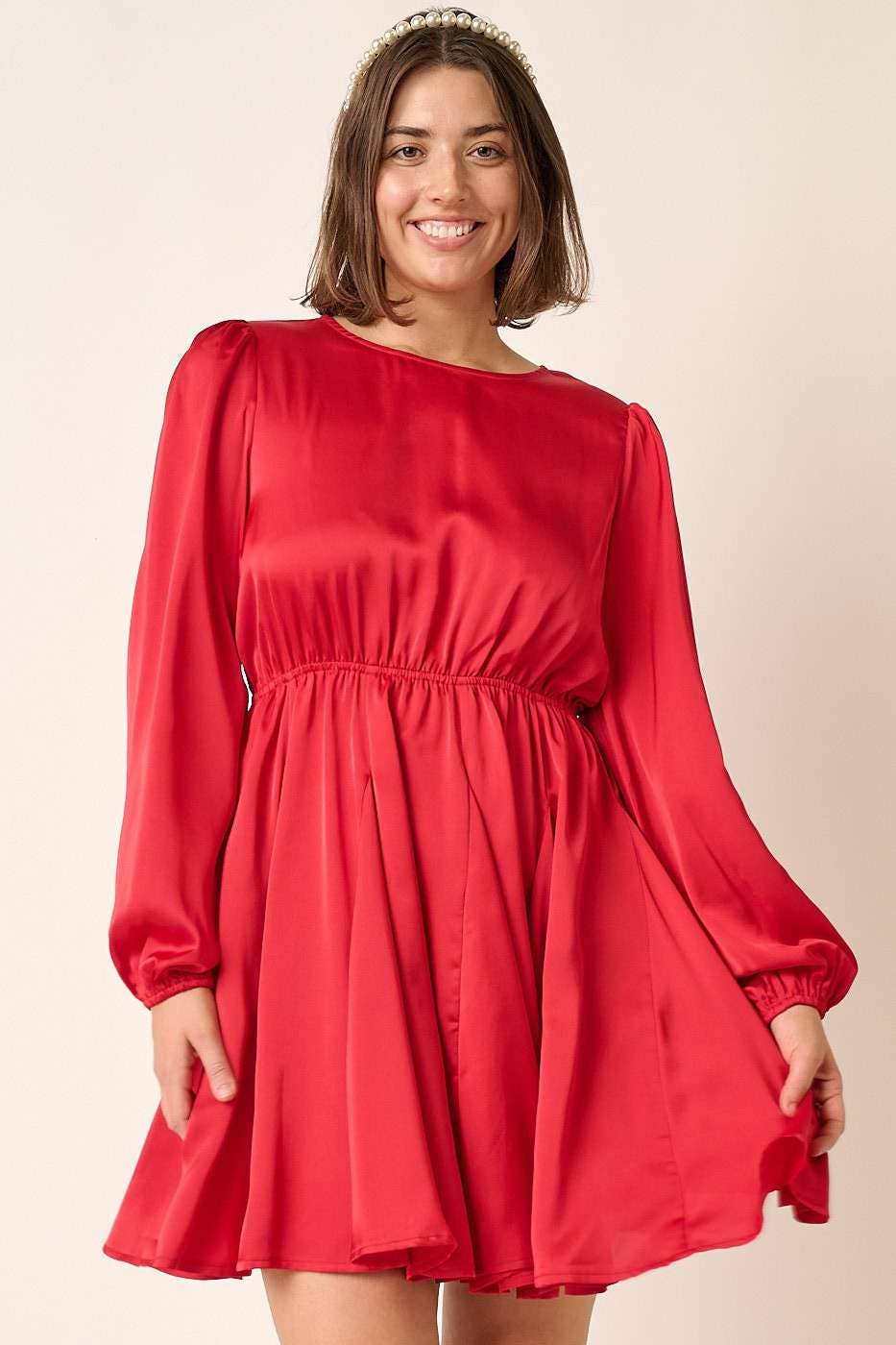 mittoshop - Wholesale Dress - Women's - PLUS SATIN CUT OUT BACK DETAIL MINI DRESS17