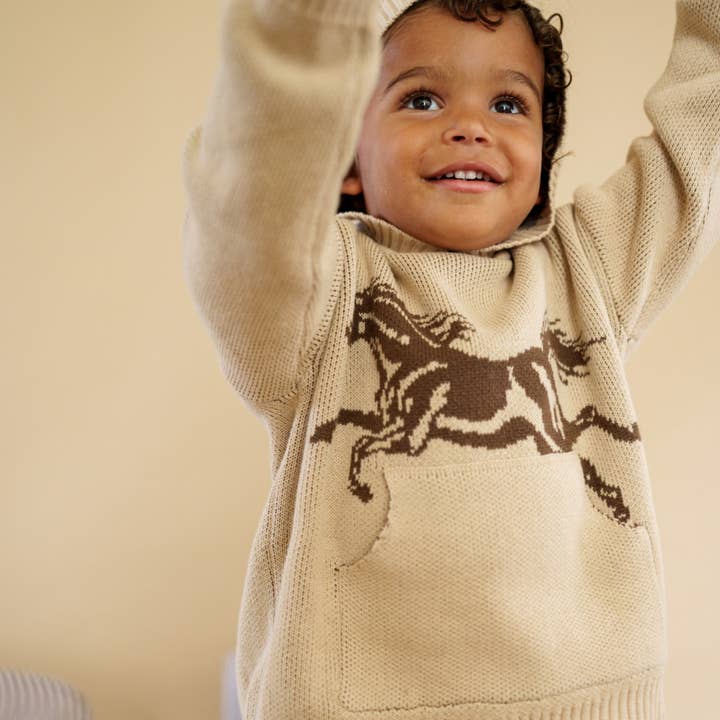 Horse Knit Hoodie for wholesale by Atlas Grey