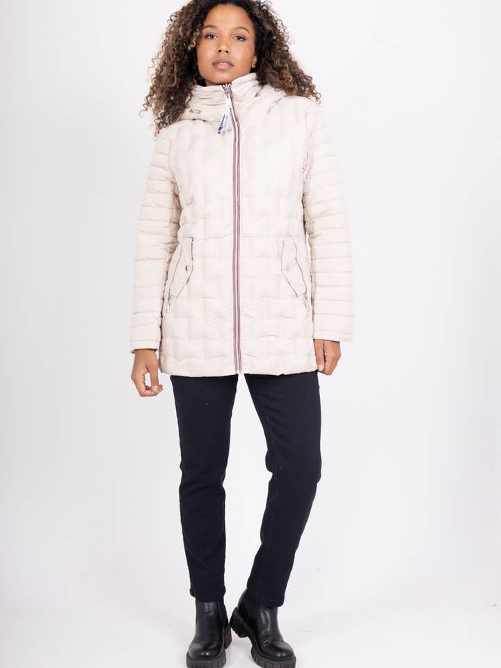Saturne Paris - BIG SIZE EXCLUSIVE - Wholesale Puffer Jacket - Women's - TG356W41 Ecru Reversible Down Jacket, M to 5XL1