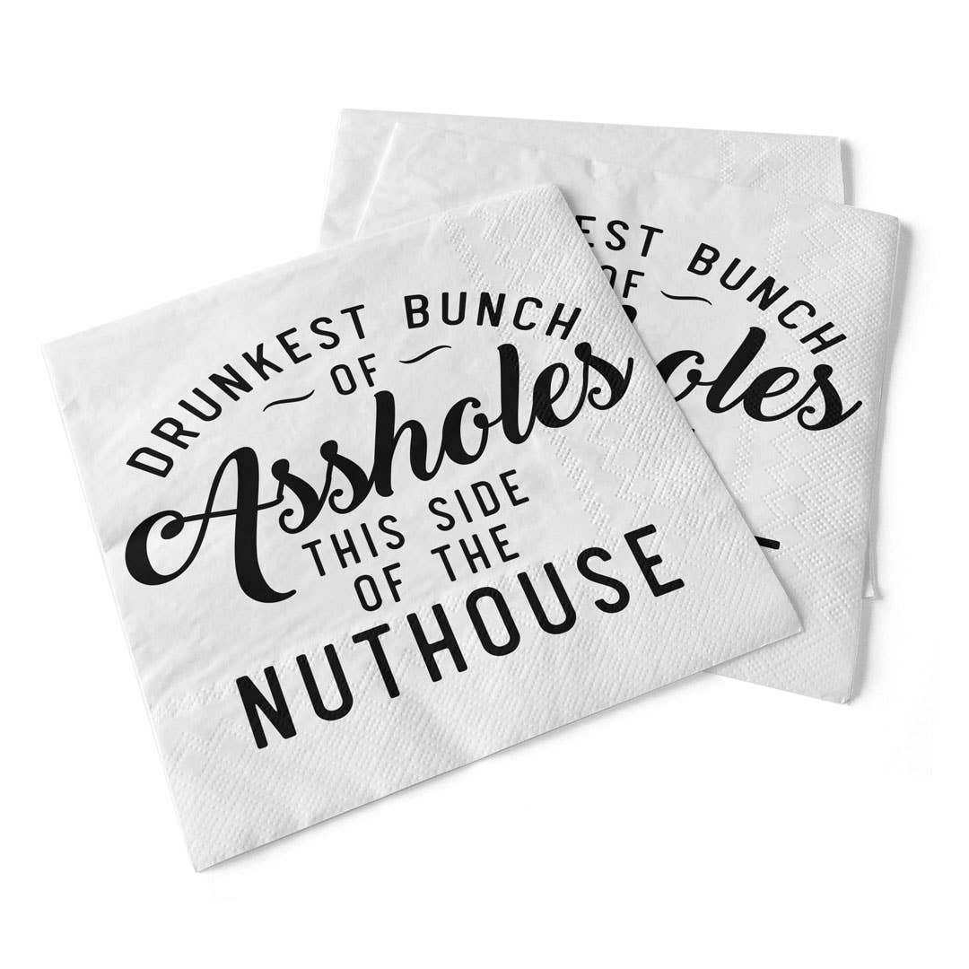 Pinetree Innovations Canada - Wholesale Disposable Napkin - Drunkest Bunch Of Assholes | Beverage Napkins0