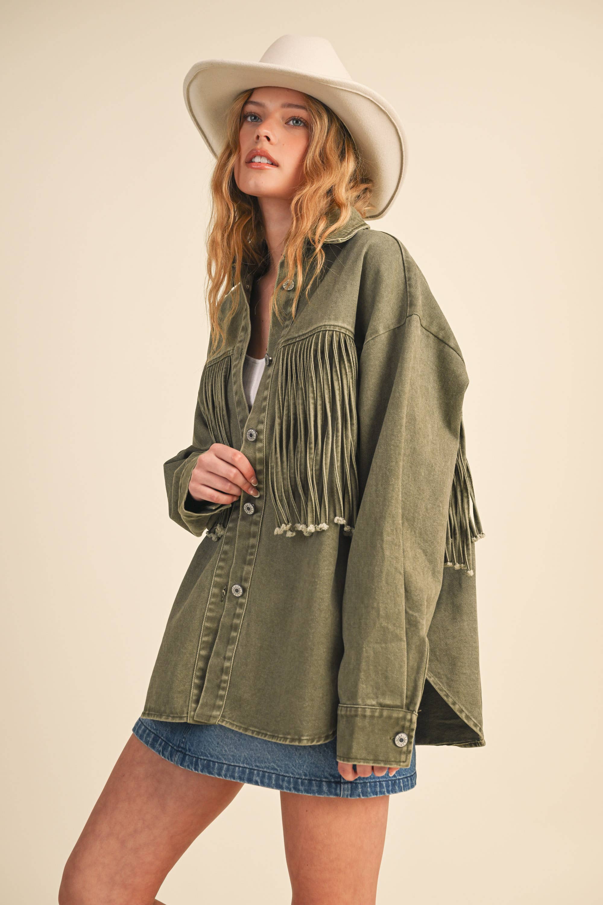 Klesis - Vente Veste-chemise – femme - Veste en jean à boutons avec couleur contrastante IJ171213