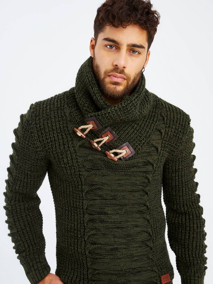Leif Nelson GmbH - Wholesale Knit Sweater - Men's - Men's Knit Sweater Chunky Knit Shawl Collar LN-557524